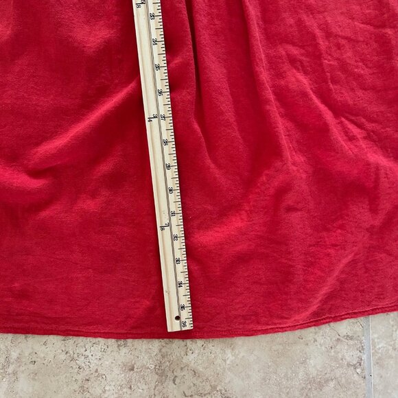 Linen Dress Cross Back Tiered Red Midi Pockets Sweetheart Neck Boho Beach Resort - Picture 6 of 7